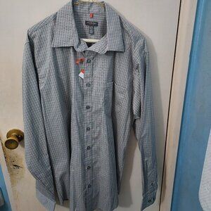 NWT, Van Heusen Shirt, Men's, Gray/Black Check, LT